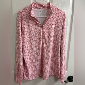 Cabana Life Orange/ Reddish and White Geometric Top, XL